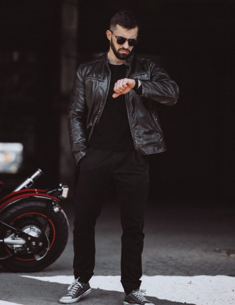 5. Biker Jacket with Chinos