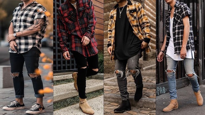 Outfit Idea 1 Flannel Shirt with Ripped Jeans